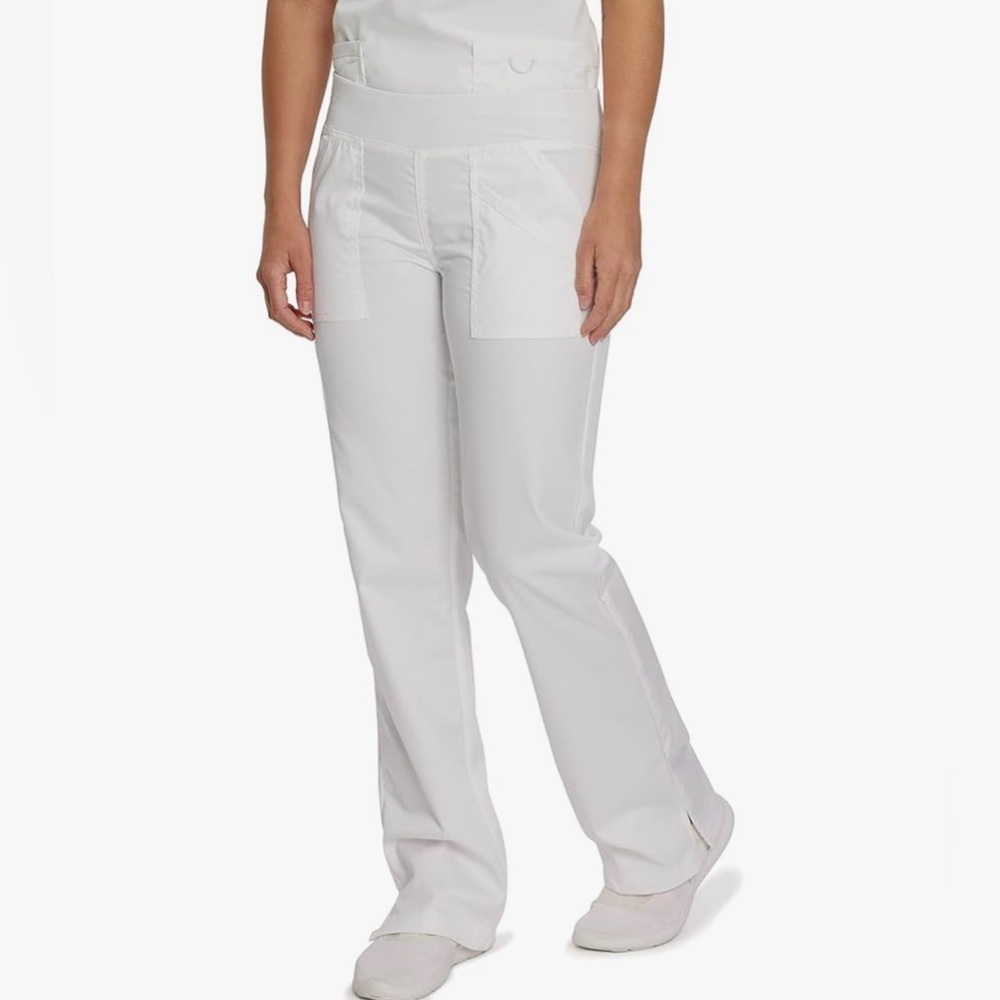 Landau Proflex Modern Fit Comfort Stretch Scrub Pants White 4-Pocket Petite Sz L